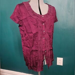 Talbots Rich Purple Short Sleeve Blouse